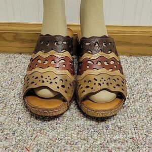 Spring Step Footy Slide Multicolor Wedge Sandals, Women's 36. US 5.5-6 NWOT